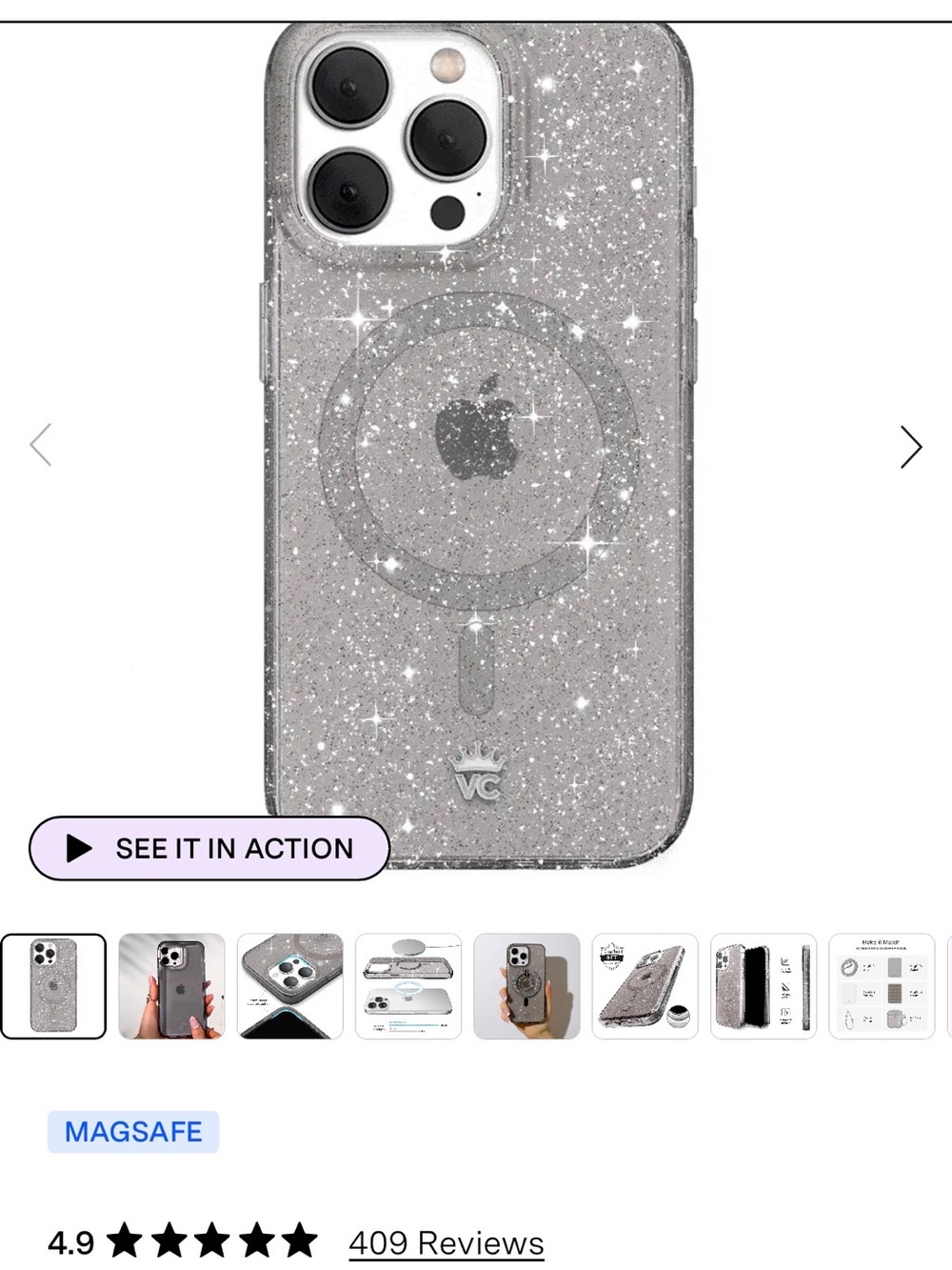 iPhone 15 Pro Max Case VELVET CAVIAR Glitter Gray Black